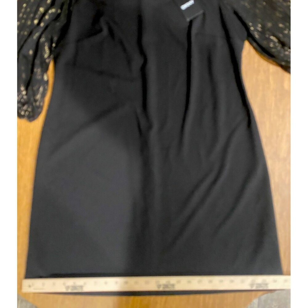 DKNY Knit Dress Womens 16 Combo Metallic Sleeve Stretch Career Professional - Picture 8 of 13